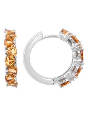 Effy Sterling Silver Citrine Huggie Hoop Earrings